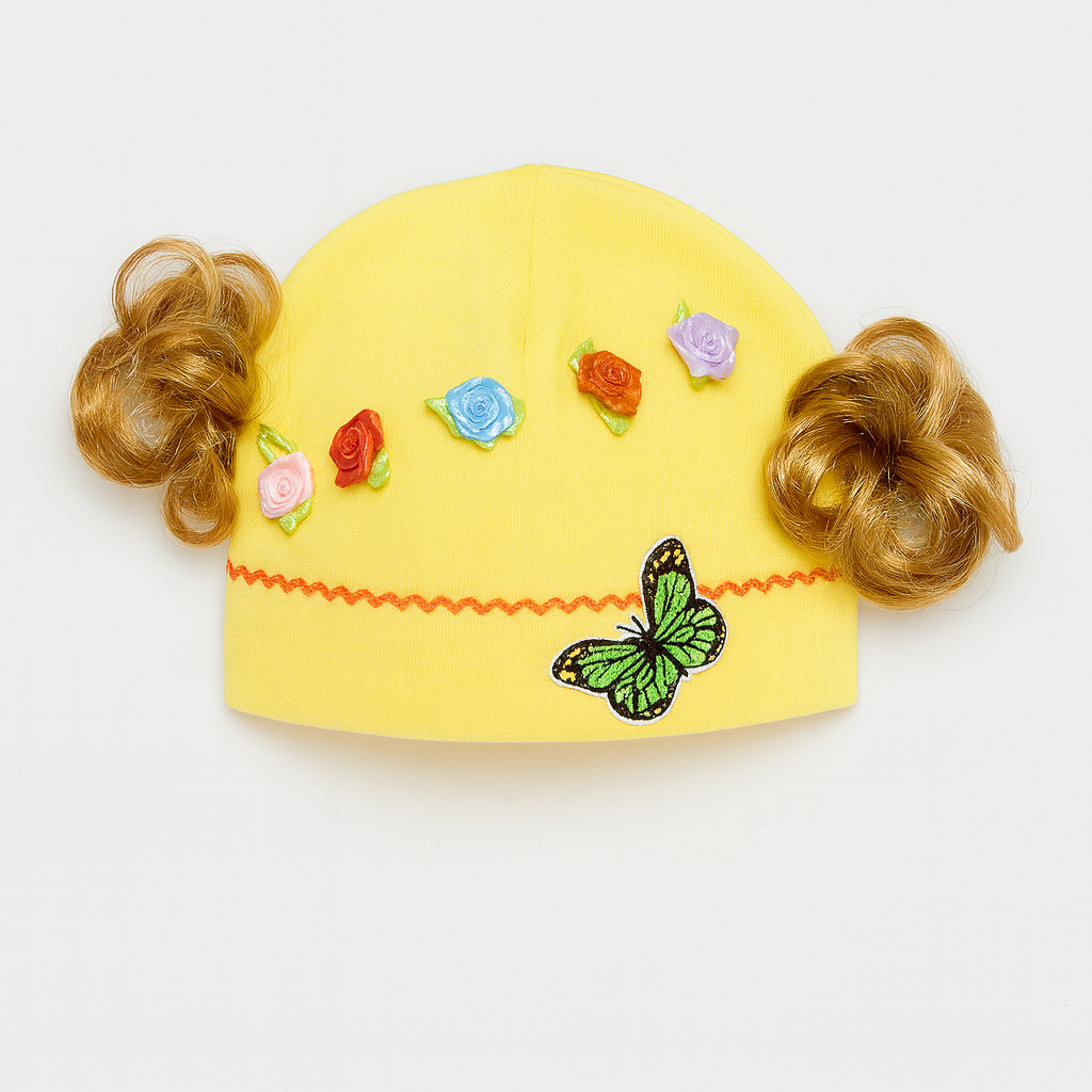 Cotton Blended Butterfly Cap - 0-6 M