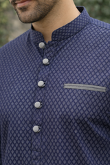 Self Print Textured Kurta Pajama For Boys & Men- Father Son Duos - Maa Sadqay