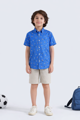 Playful Printed Royal Blue Casual Shirt -BCS01 - Maa Sadqay