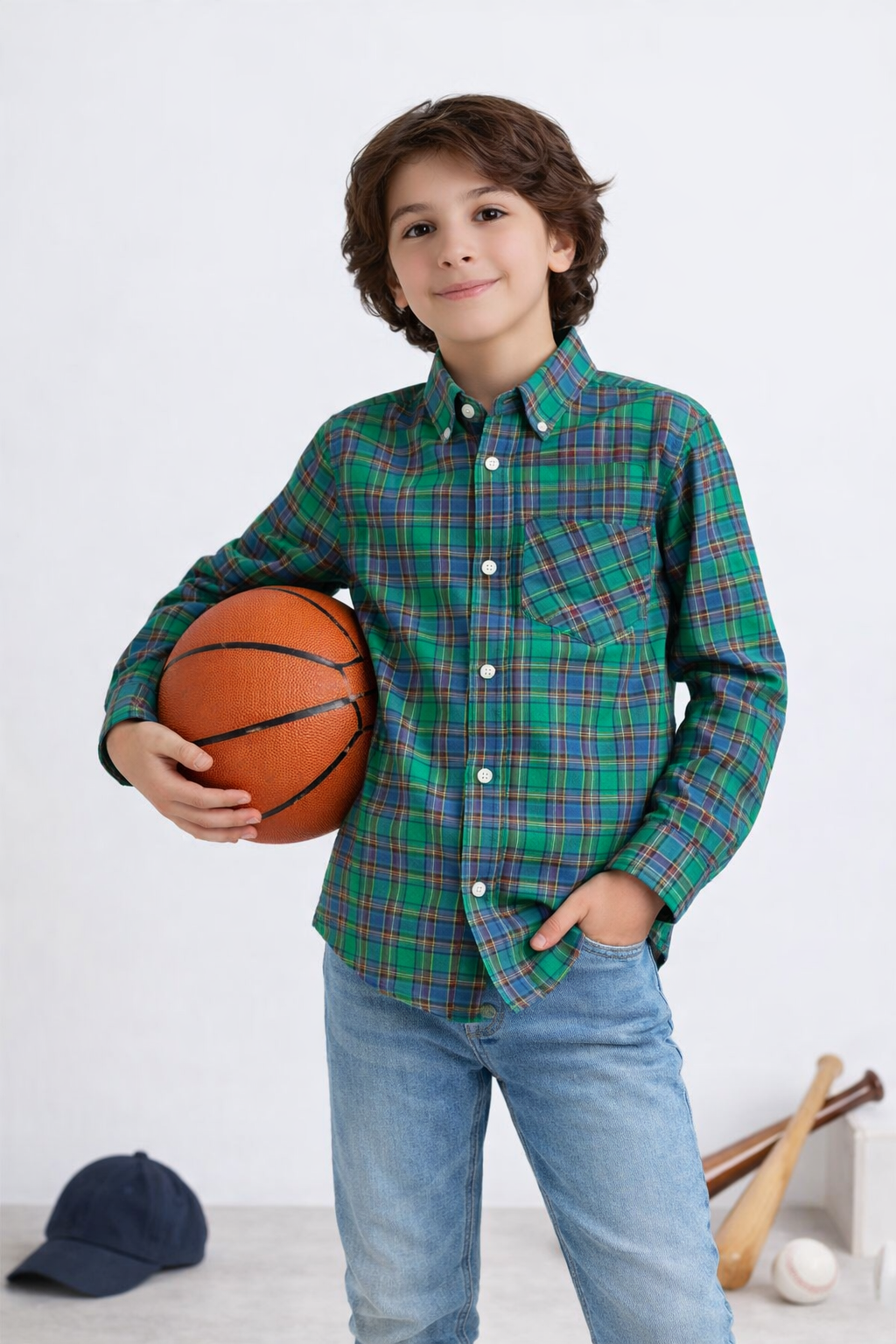 Multi Green Checkered Full Sleeves Casual shirt -BCS02 - Maa Sadqay