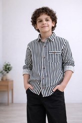 Black Striped Casual shirt -BCS13 - Maa Sadqay