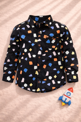 Funky Black Casual shirt -BCS15 - Maa Sadqay