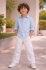 Boys Loose Fit Cotton Cargo Pants