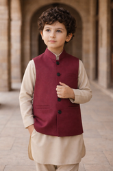 Boys Waistcoat -Maroon -WC31 - Maa Sadqay