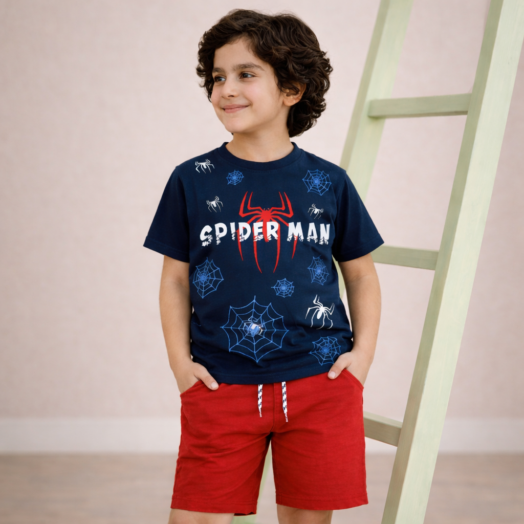 Spiderman : Shirt & Short Set -SN008 - Maa Sadqay