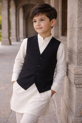 Boys Waistcoat V-Neck Royal Black -WC11