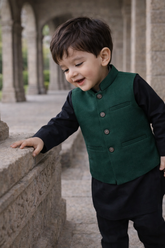 Boys Waistcoat Festive Green -WC23