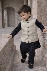 Boys Waistcoat Textured Silver Skin -WC22 - Maa Sadqay