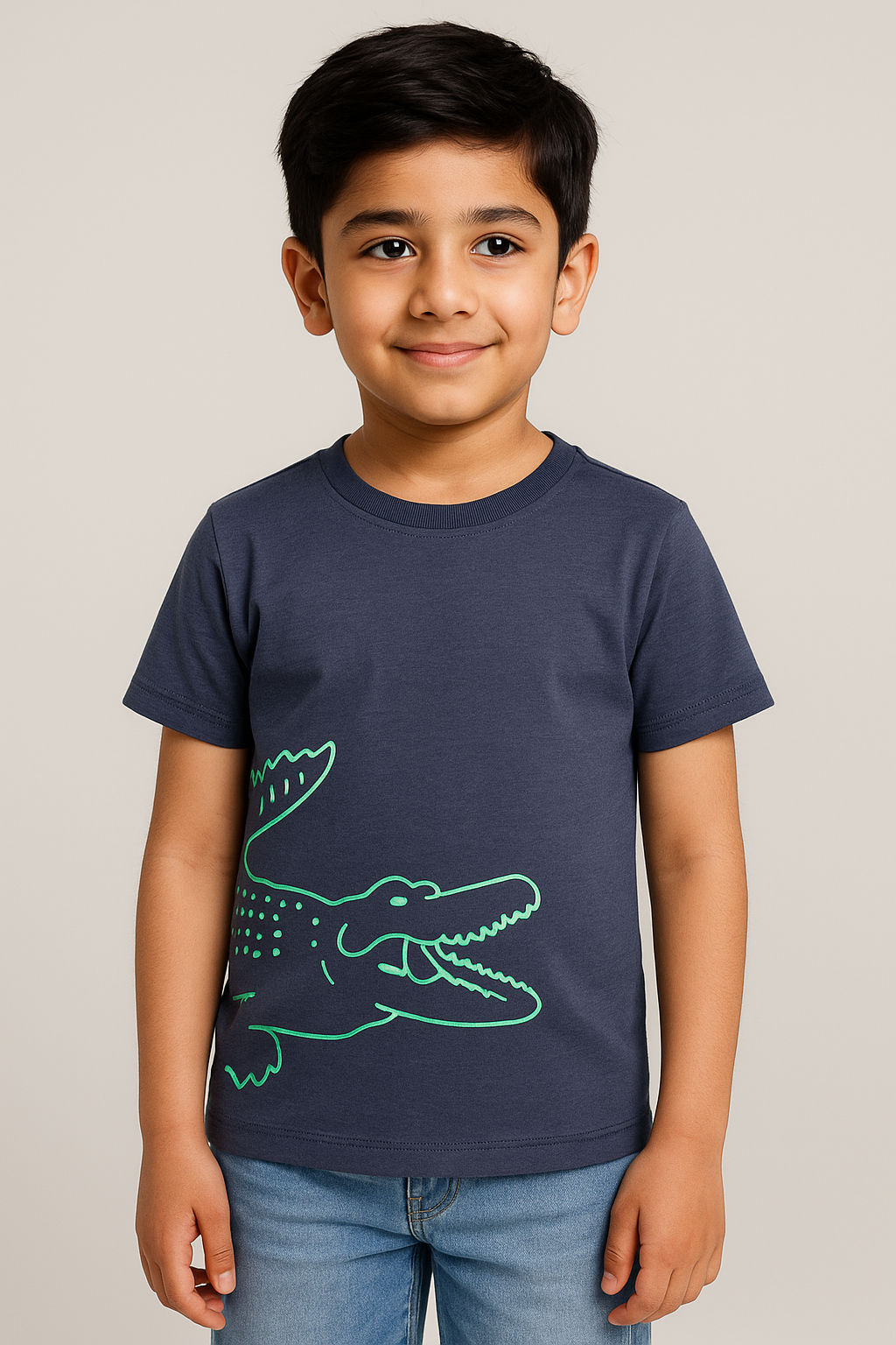 Boys Alligator T-Shirt-Dark Grey -TS006