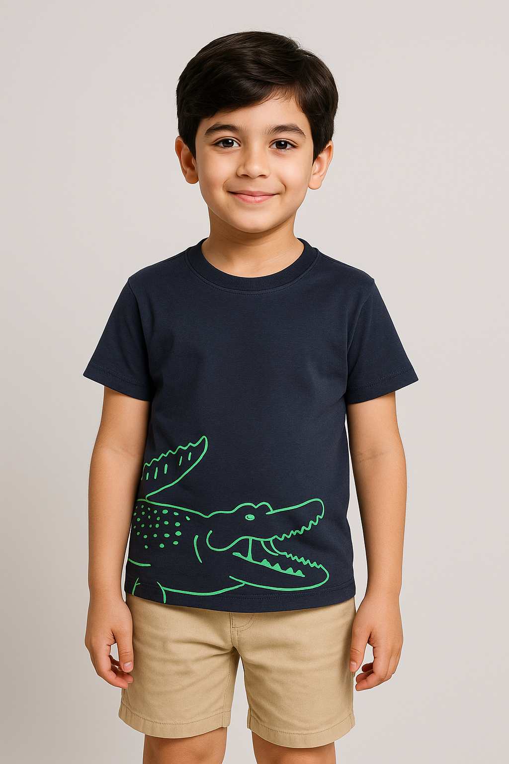 Boys Alligator T-Shirt-Dark Grey -TS006