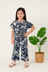 Navy & White Floral-Crop-top with Bell Bottom -CT172 - Maa Sadqay