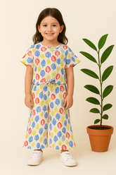 Multi Leaves-Crop-top with Bell Bottom -CT174 - Maa Sadqay