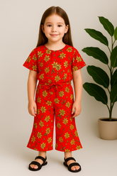 Fresh Red -Crop-top with Bell Bottom -CT160 - Maa Sadqay