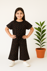 Printed Black-Crop-top with Bell Bottom -CT153