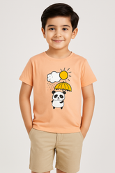 Summer Panda T-Shirt-Peach -TS131 - Maa Sadqay