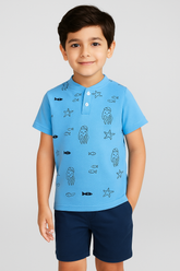 Sea Life Henley Polo Shirt -HP015 - Maa Sadqay