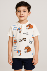 Summer Vibes Henley Polo Shirt -HP016 - Maa Sadqay