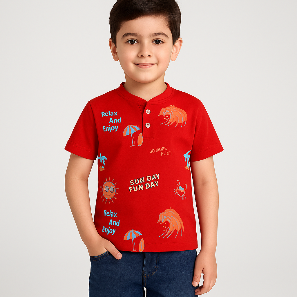Summer Vibes Henley Polo Shirt -HP017 - Maa Sadqay