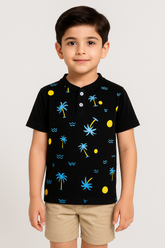 Beach Tree Henley Polo Shirt -HP019 - Maa Sadqay