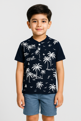 Palm Tree Henley Polo Shirt -HP012 - Maa Sadqay
