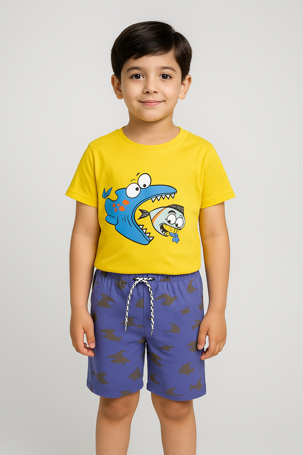 Yellow Shark : Shirt & Short Set -SN010 - Maa Sadqay