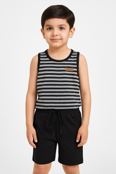 Striped Sando Suit-Black&Grey -SS09 - Maa Sadqay