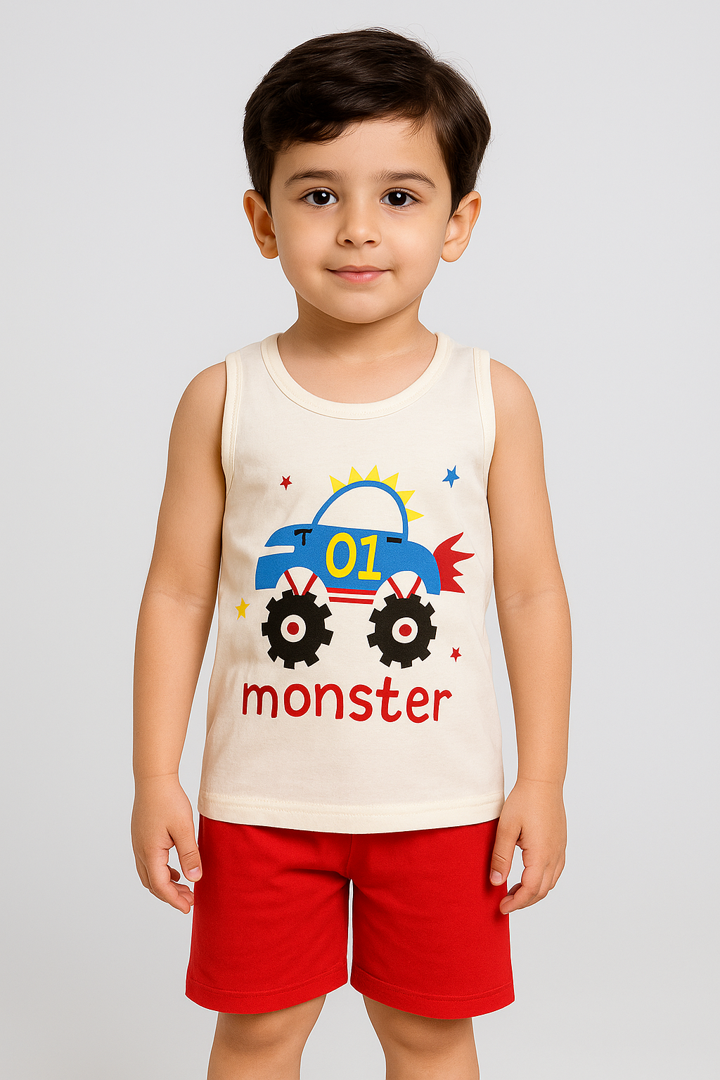 Monster Truck Sando Suit-Red&White -SS07 - Maa Sadqay