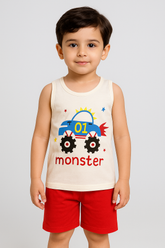 Monster Truck Sando Suit-Red&White -SS07 - Maa Sadqay
