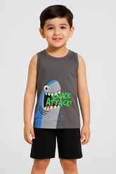 Shark Attack Sando Suit-Grey -SS08 - Maa Sadqay