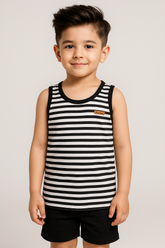 Striped Summer Sando/Tank Top -Black & White -ST07 - Maa Sadqay