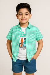 Green Check Double Shirt - Surfing -DS106 - Maa Sadqay
