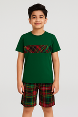Patchy Green: Shirt & Short Set -SN007 - Maa Sadqay