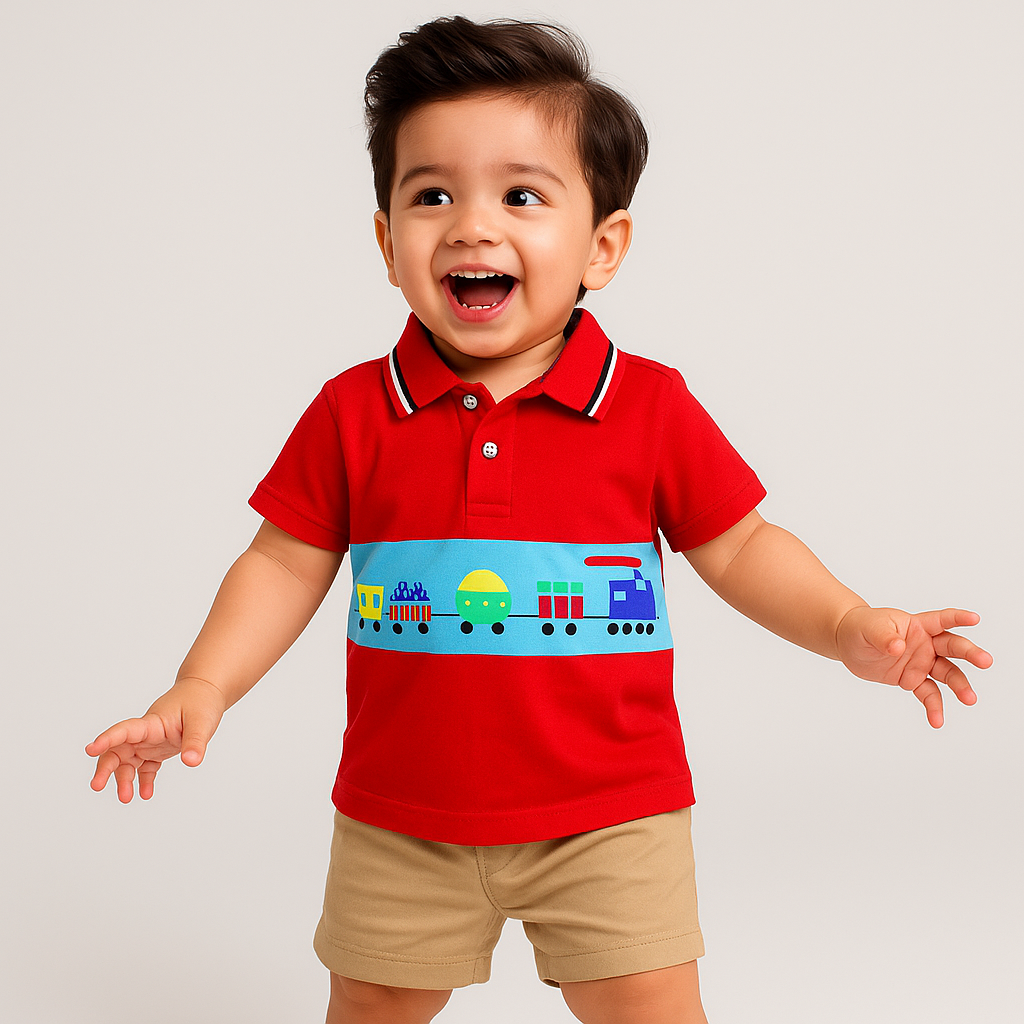 Polo Shirt & Shorts Set |Red Rail -PD106