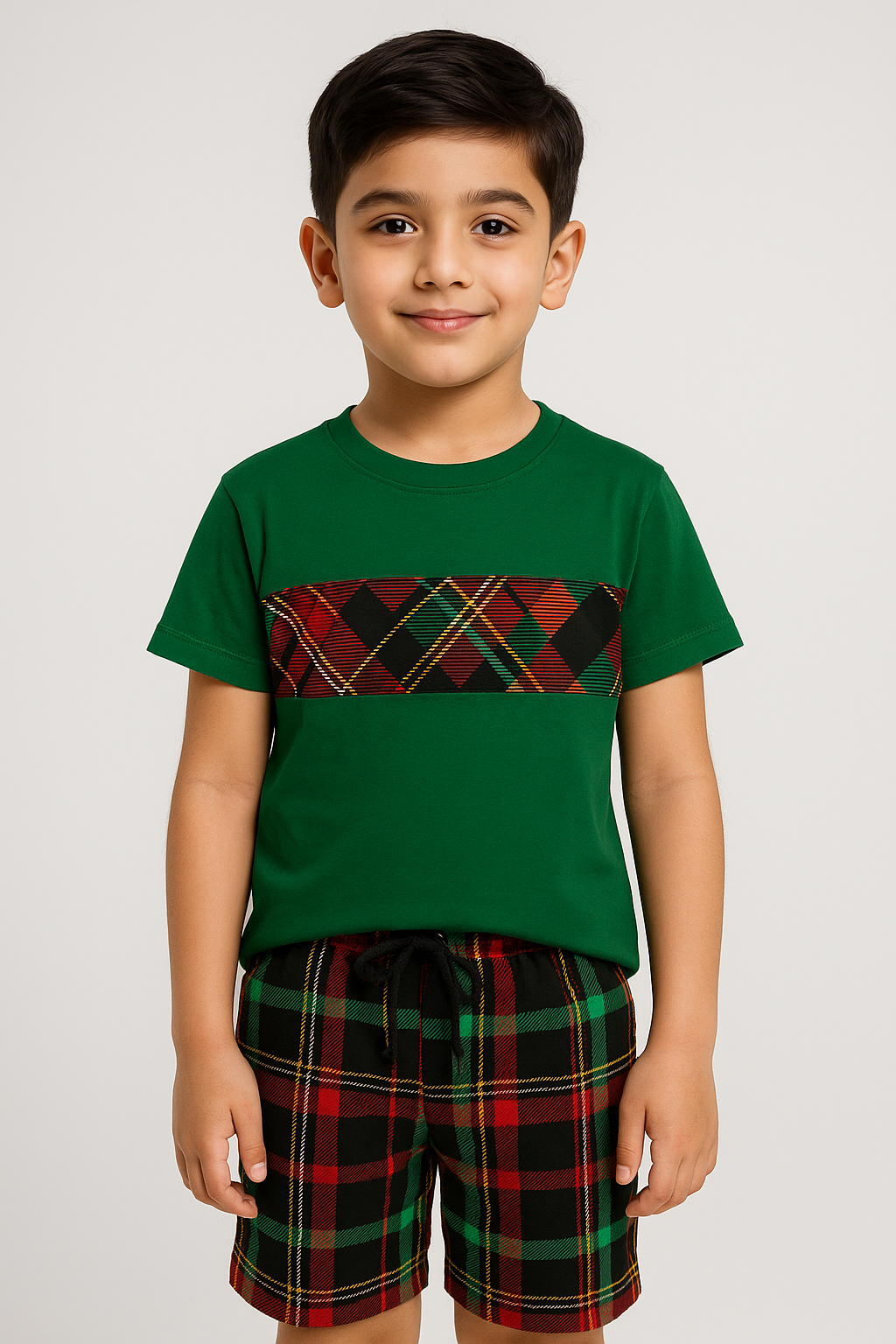 Patchy Green: Shirt & Short Set -SN007 - Maa Sadqay