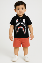 Polo Shirt & Shorts Set |Black Monster -PD102