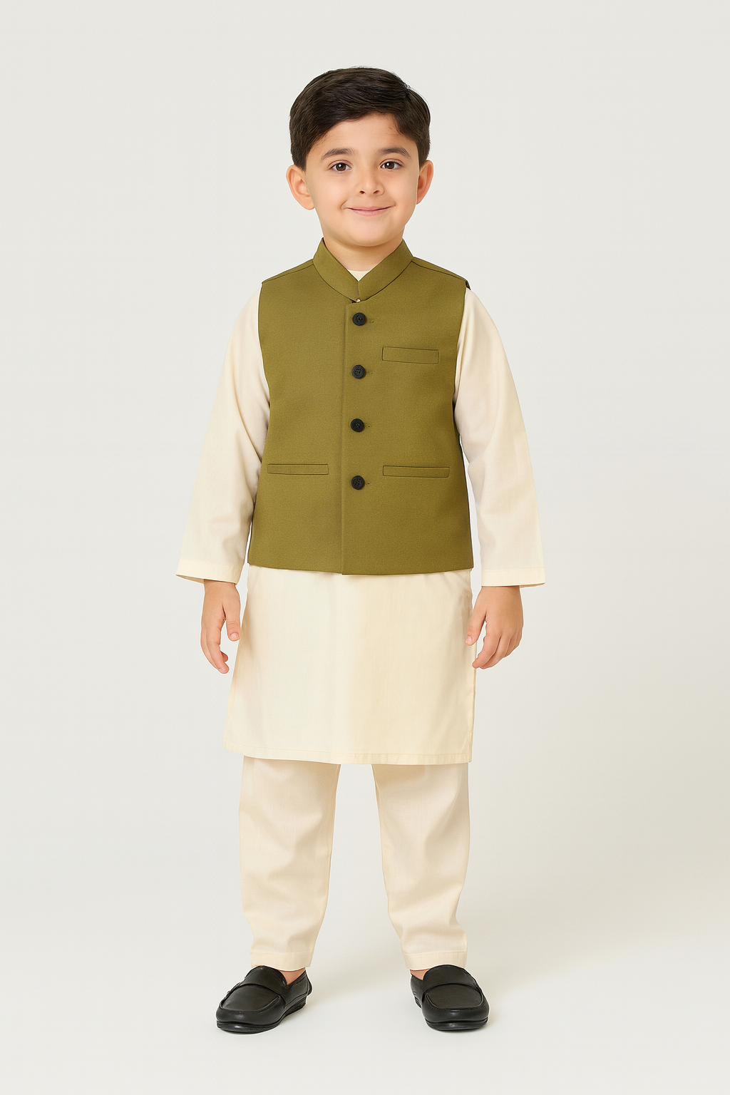 Boys Waistcoat -Olive-WC29
