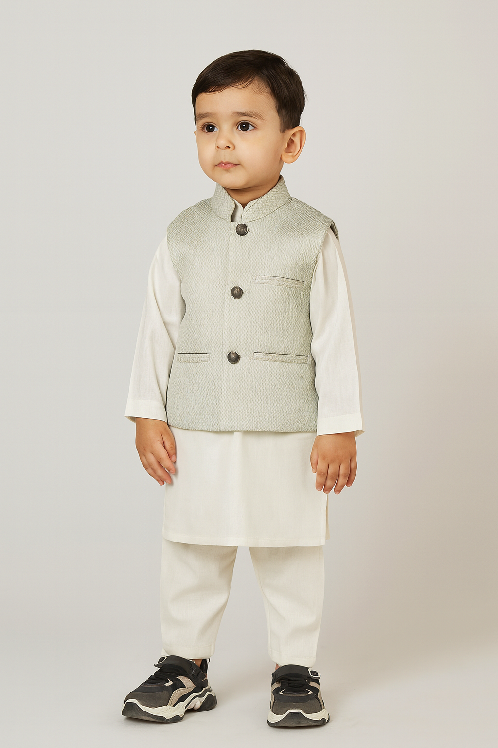 Boys Waistcoat Textured Silver Skin -WC22