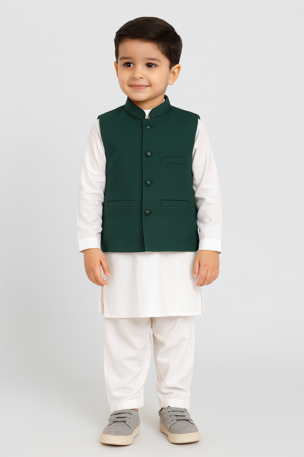 Boys Waistcoat Textured Bottle Green -WC13