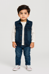 Sleeveless Denim Jacket - Blue