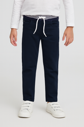 Cotton Jeans WIth Rib-Navy - Maa Sadqay