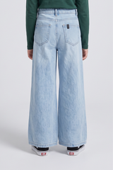 Girls Light Blue High-Waisted Wide-Leg Denim Jeans. DJ7