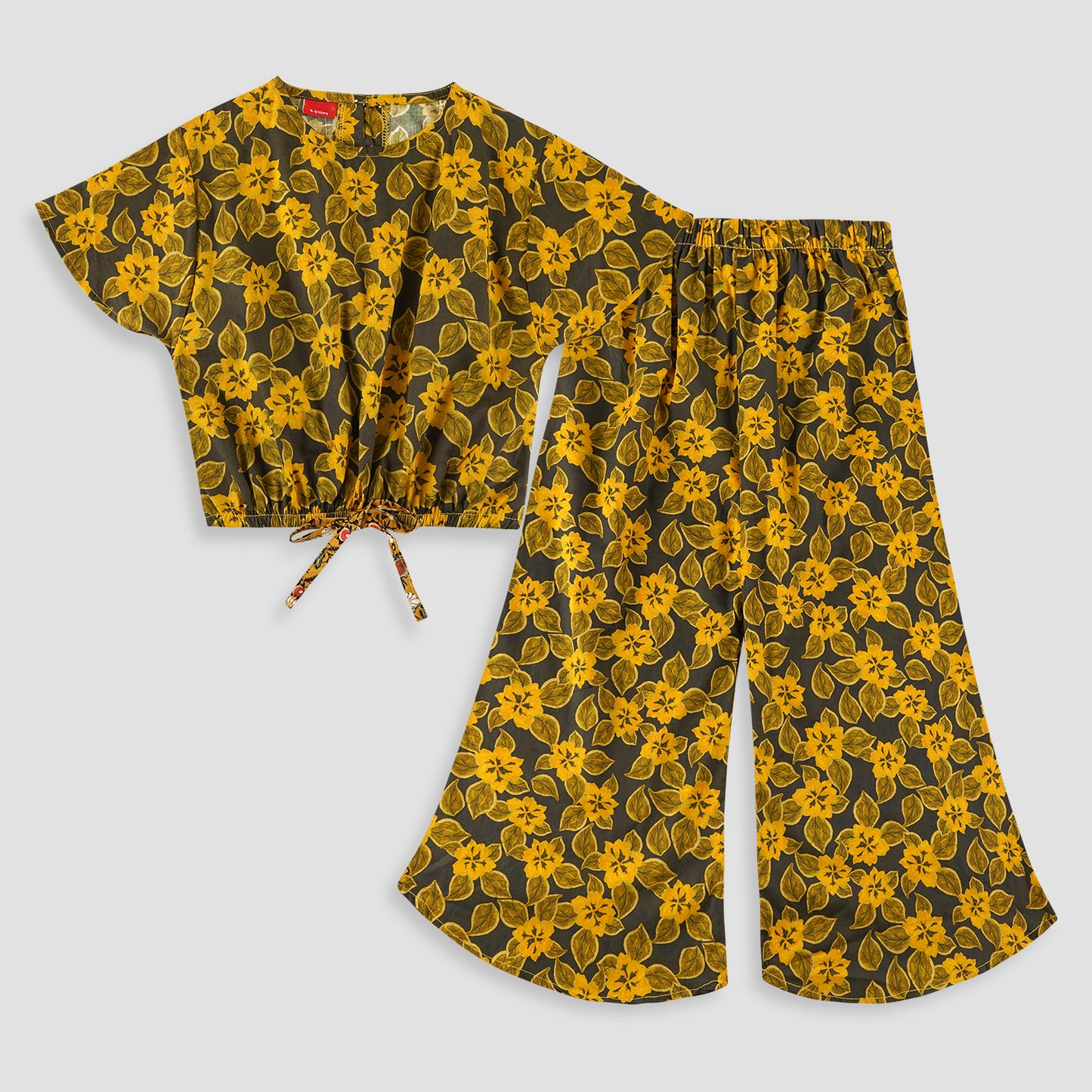 Mustard Fall crop-top with Bell Bottom -CT128 - Maa Sadqay