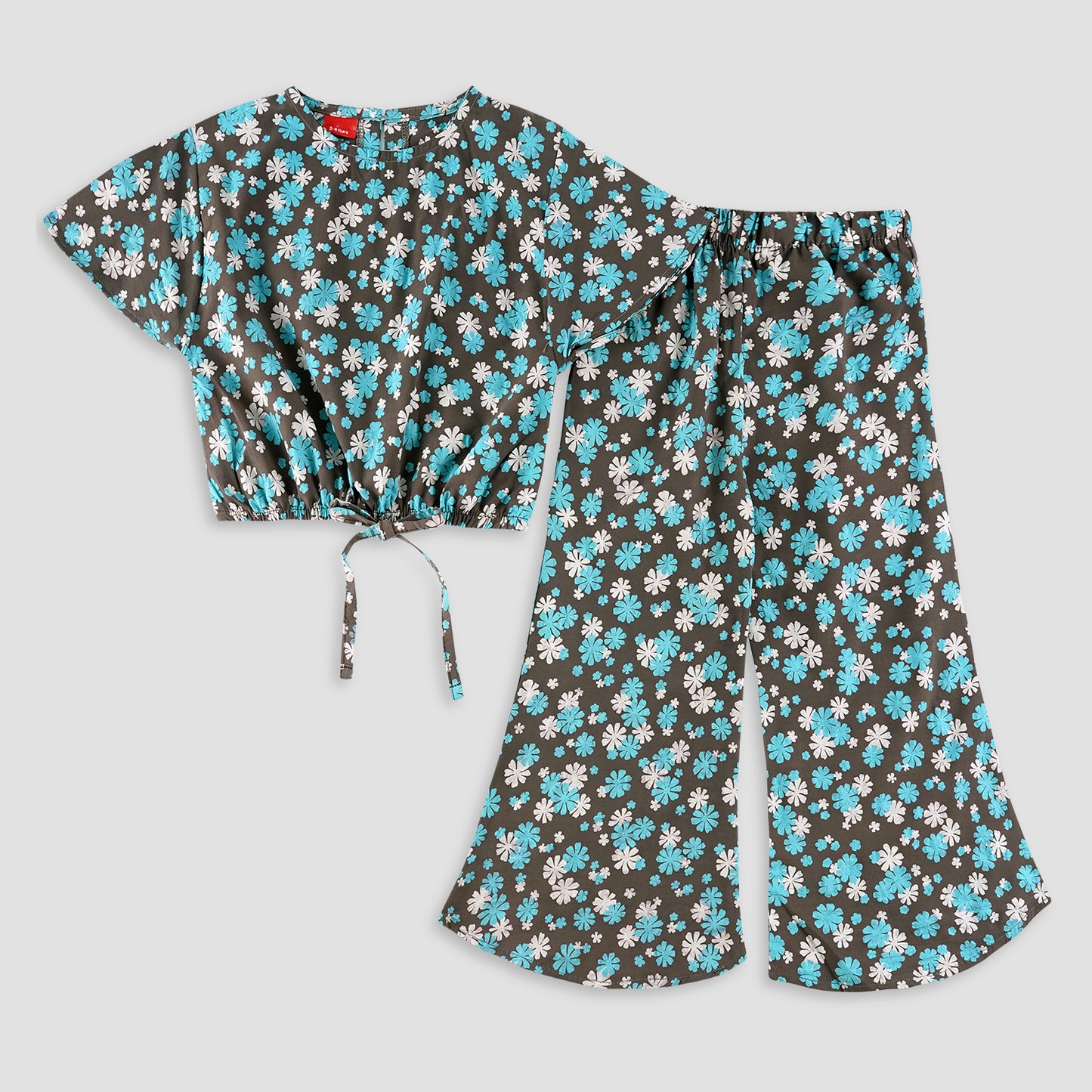 Floral Brown -Crop-top with Bell Bottom- CT112 - Maa Sadqay