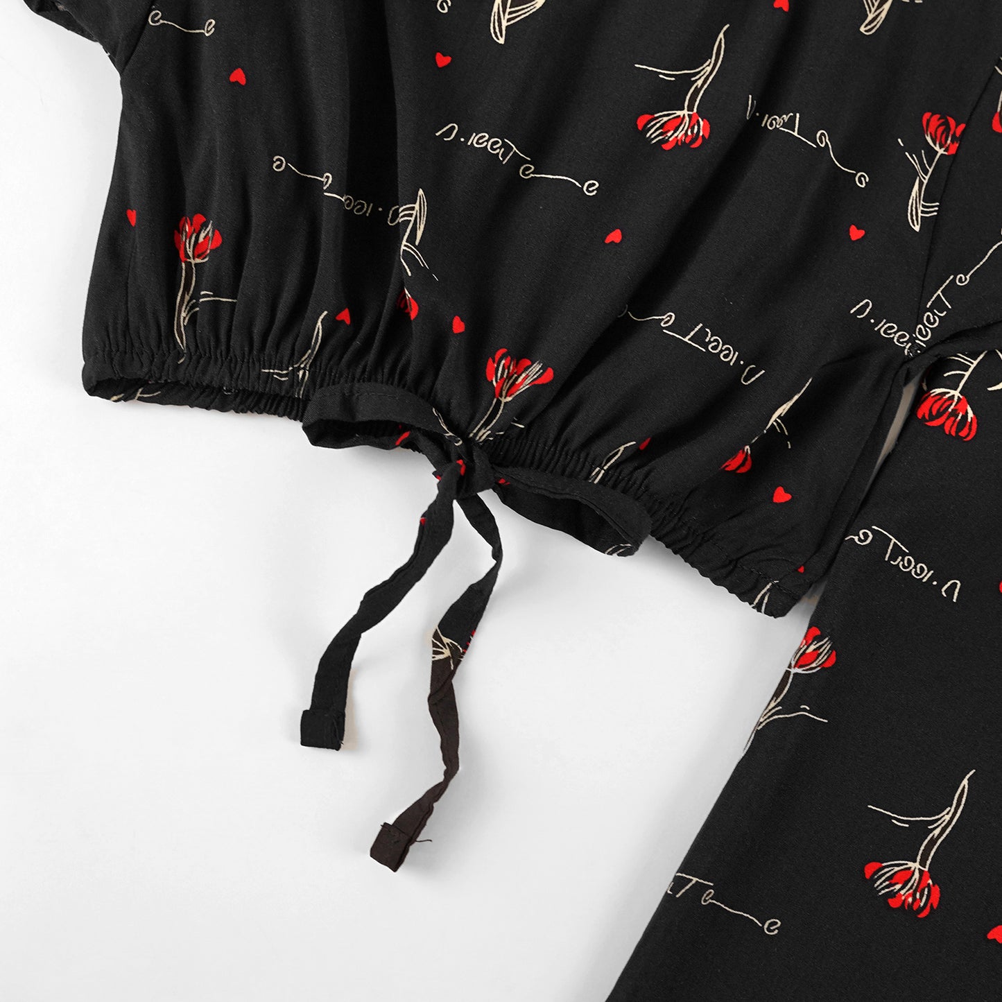 Red Rose crop-top with Bell Bottom -CT131