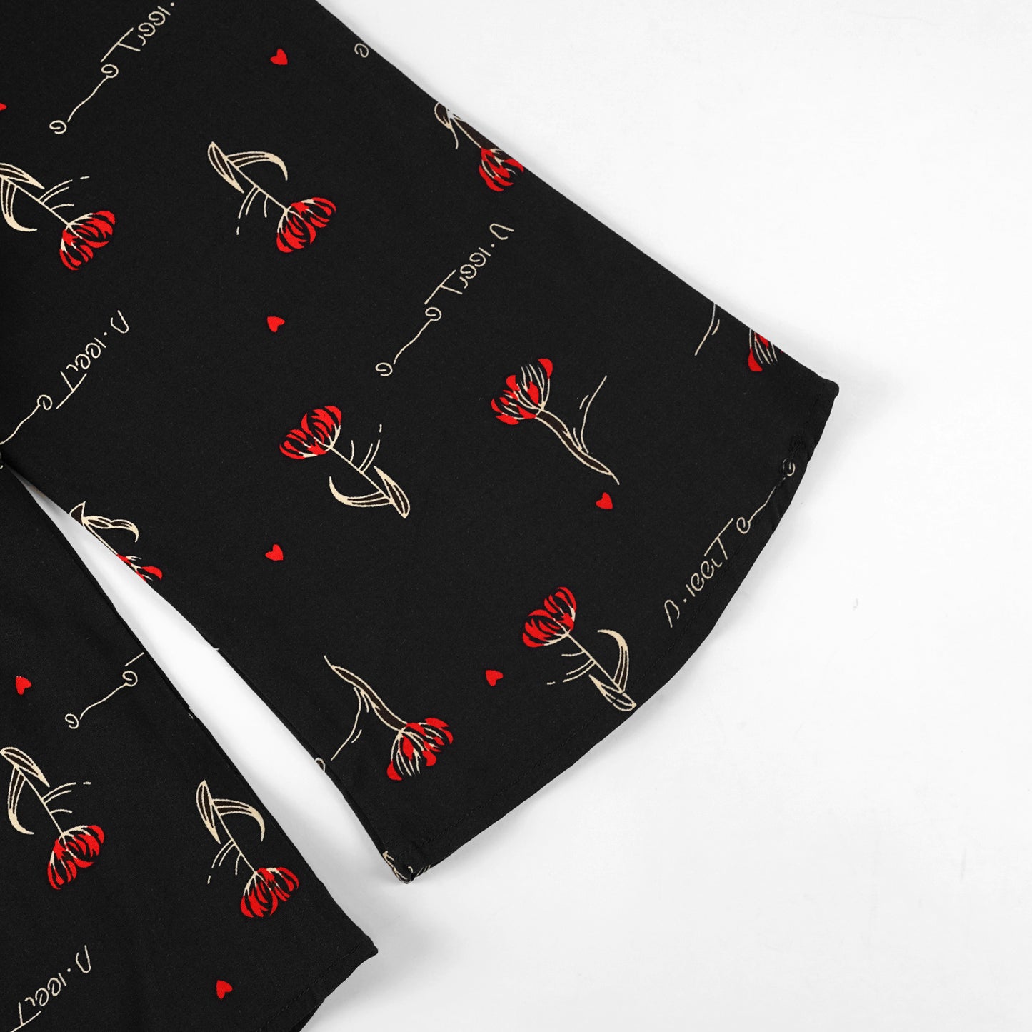 Red Rose crop-top with Bell Bottom -CT131