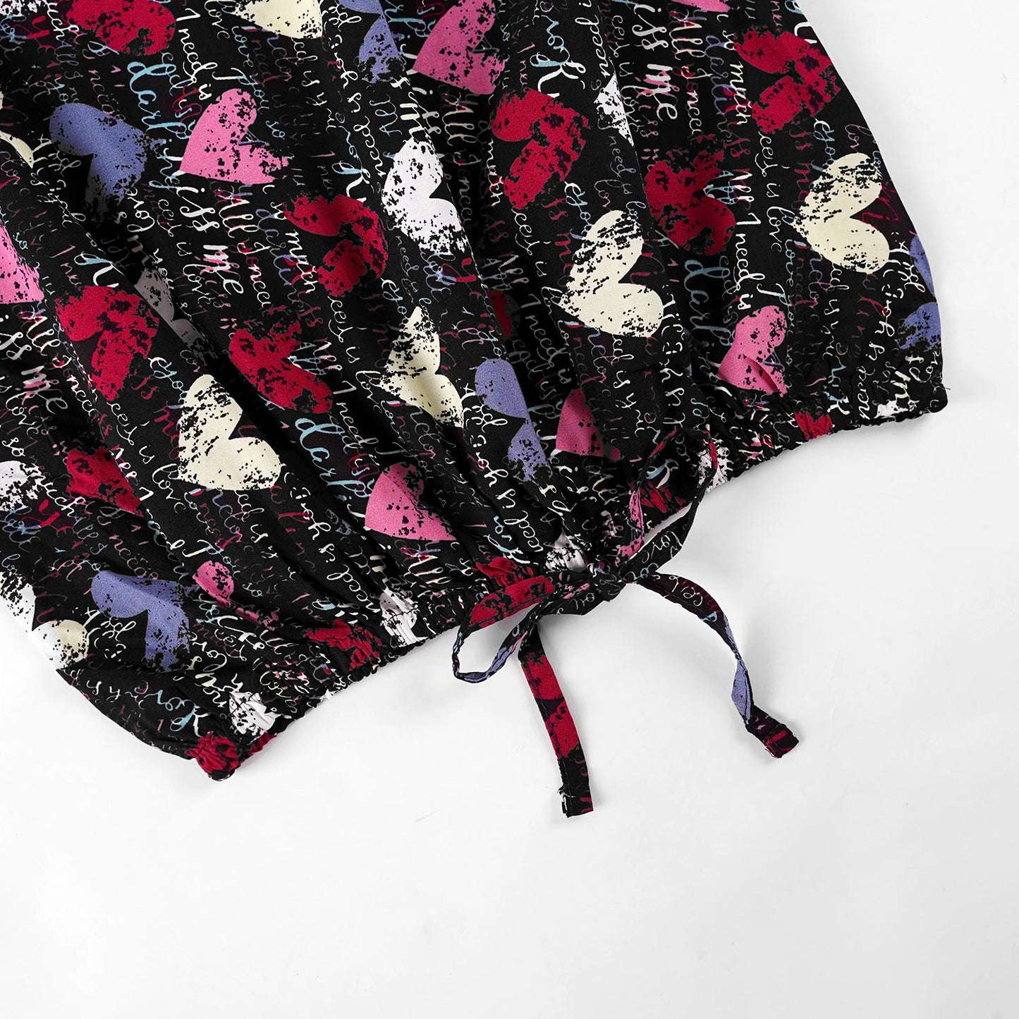 Multi-Hearts -Black crop-top with Bell Bottom- CT107 - Maa Sadqay