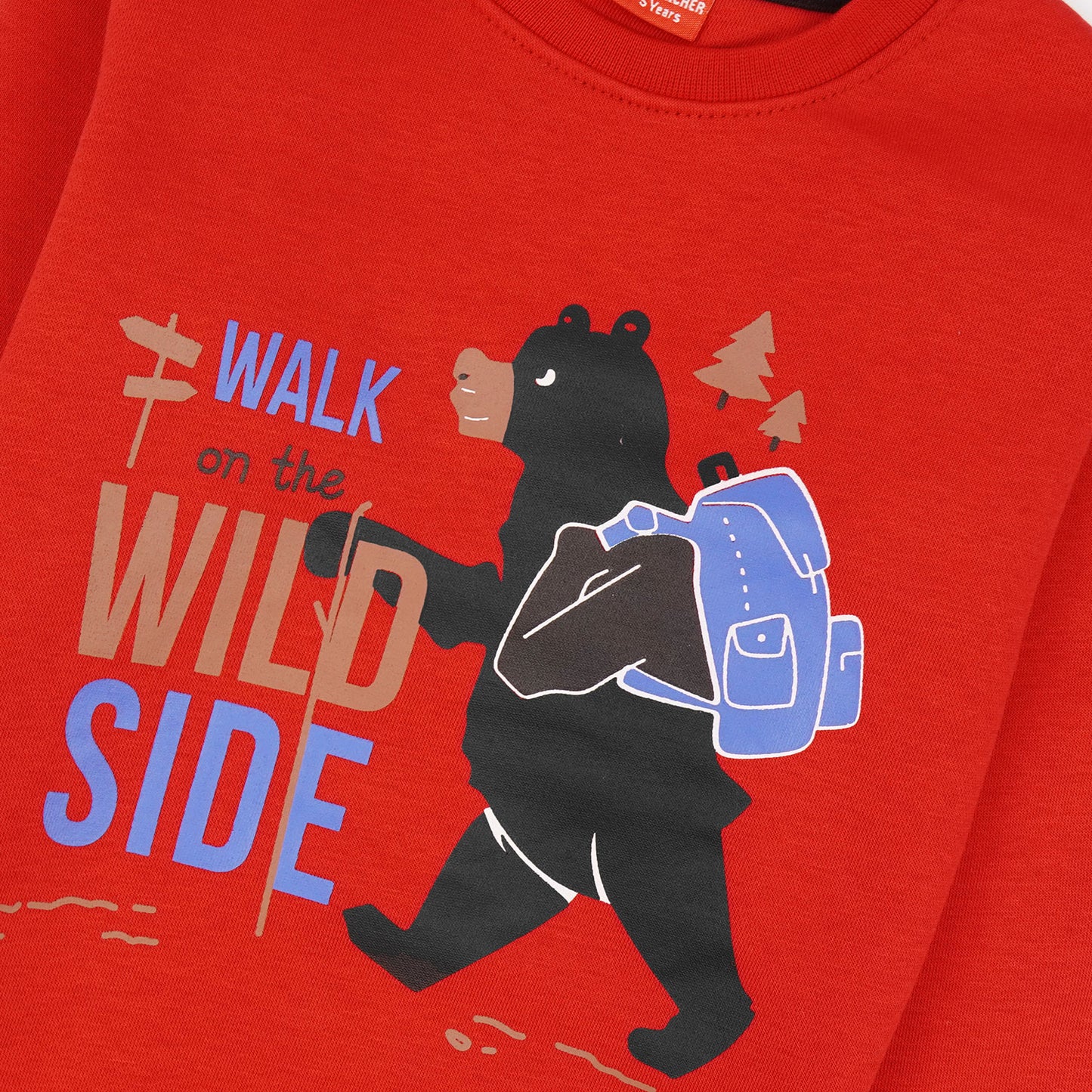 Wild Side Fleece Sweat Shirt - Red - Maa Sadqay