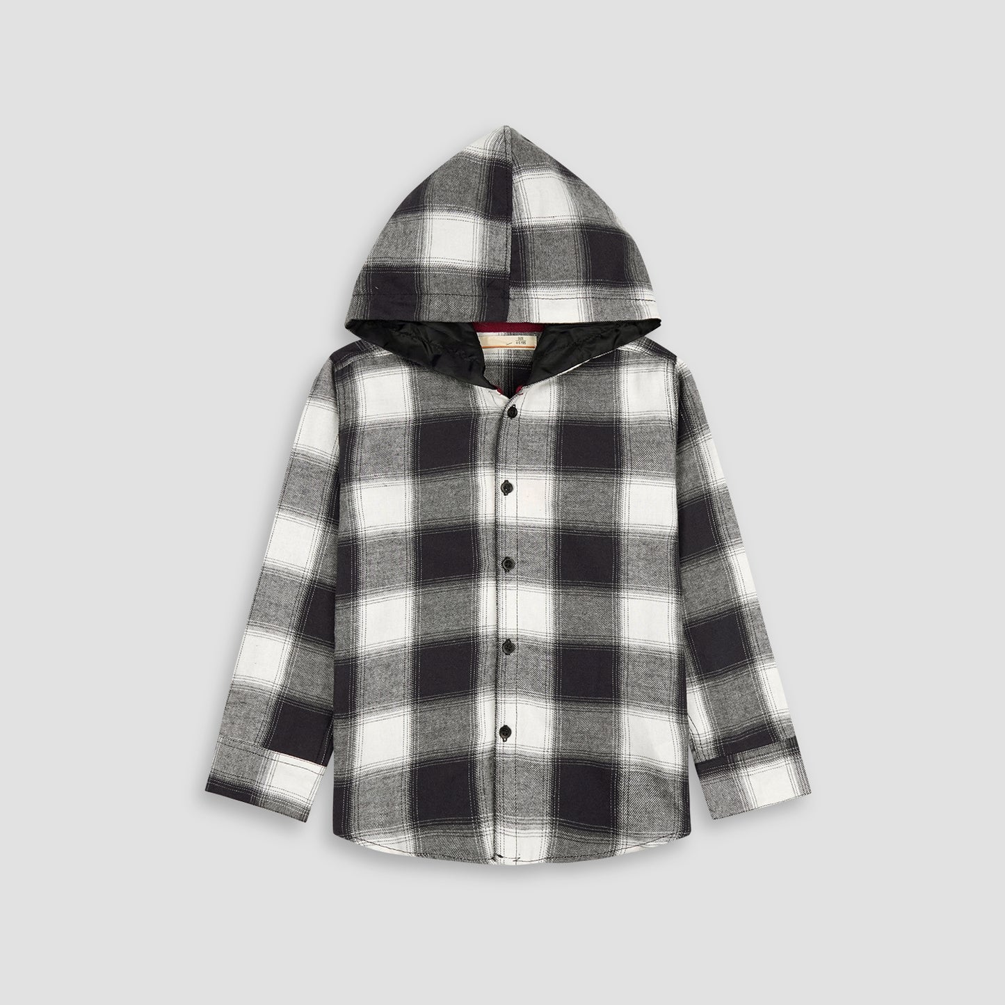 Checkered Grey Flalen Hoodied Shirt - Maa Sadqay
