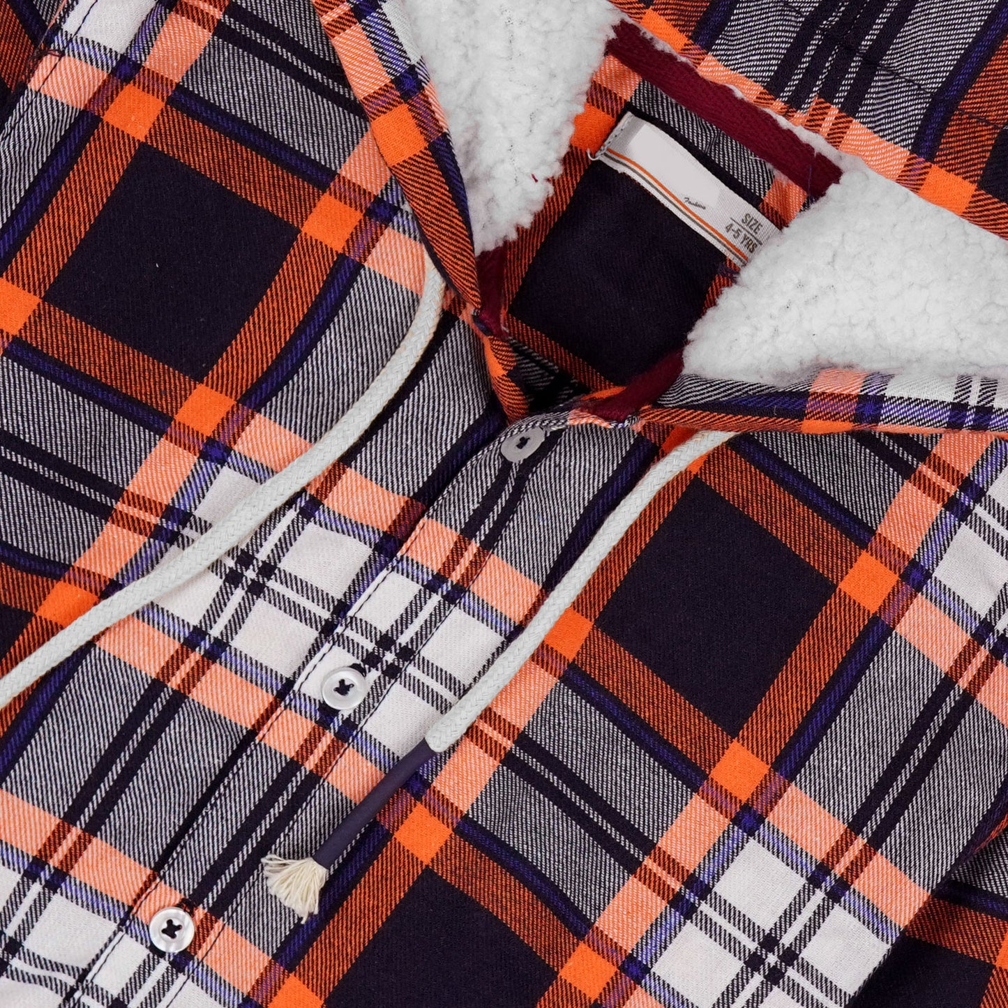 Checkered Orange Flalen Hoodied Shirt - Maa Sadqay