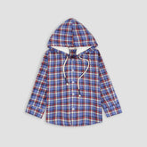 Checkered Blue/Red Flalen Hoodied Shirt - Maa Sadqay